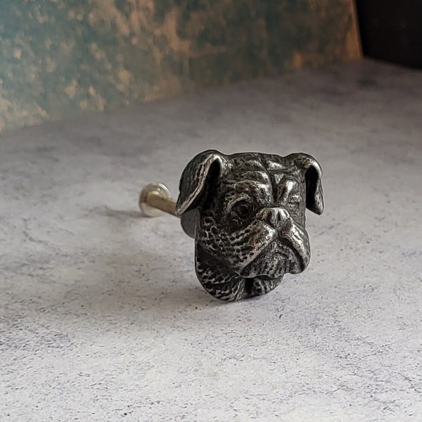 Cast Iron Dog Cabinet Knob | Bulldog Iron Cupboard Door Knob Drawer Pull