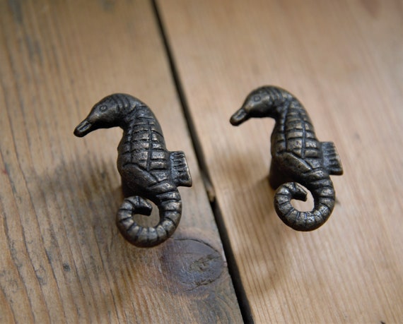 Handcrafted Seahorse Antique Bronze Coloured Cabinet Knob Etsy