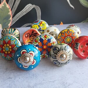 Random Collection of Colourful Ceramic Door Knobs | Unique Cupboard Drawer Pull Set