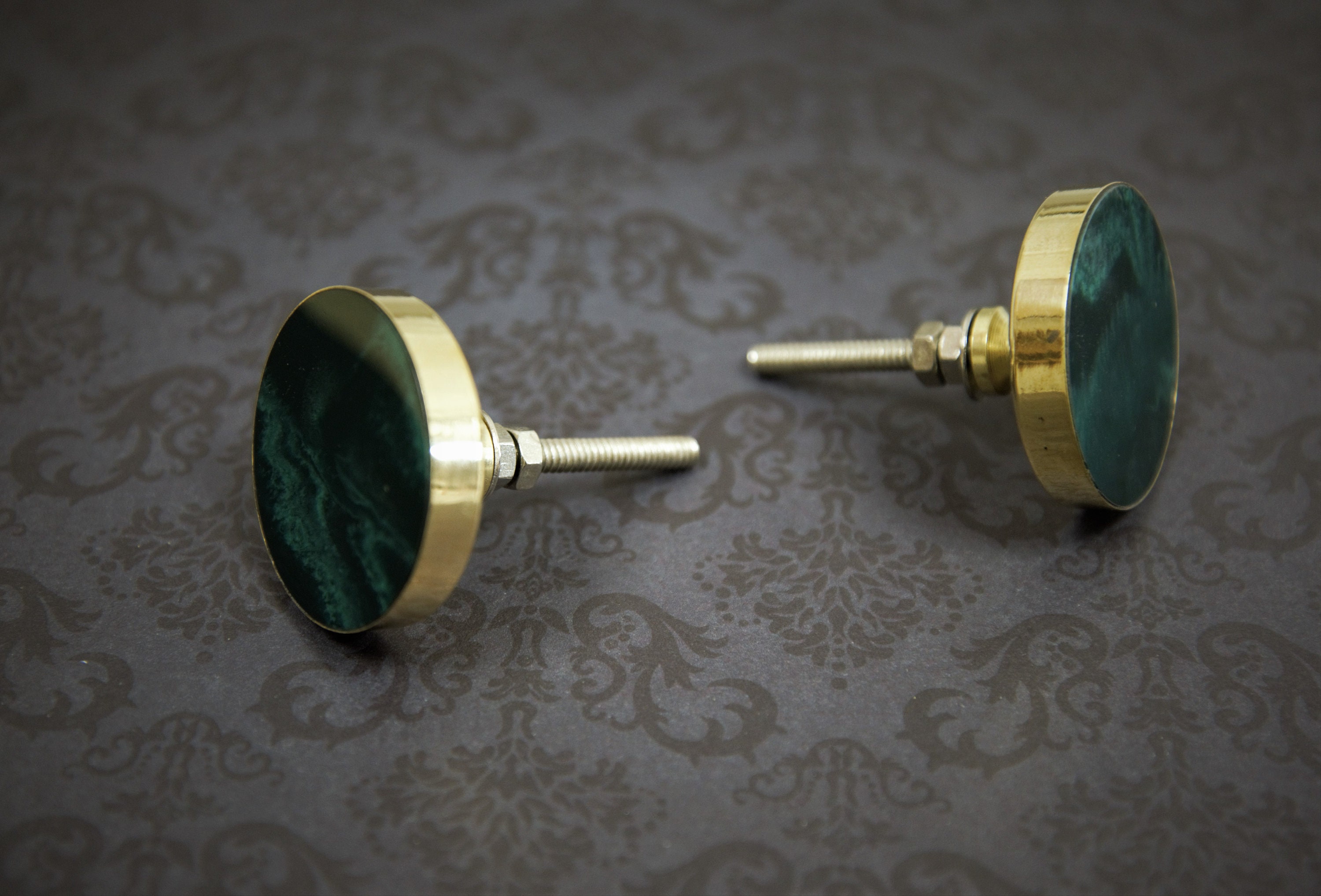 Gold and Dark Green Circular Cupboard Door Handle Deep Green | Etsy