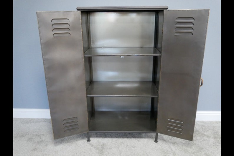 Rustic 3Shelf Metal LockerStyle Industrial Dresser Etsy