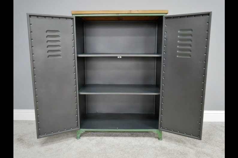 Green Metal LockerStyle Industrial Dresser With 3 Etsy