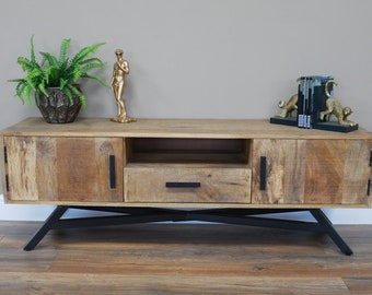 Retro Style Low TV Storage Cabinet | Wooden Media Console