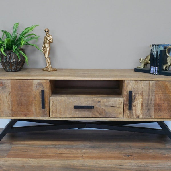 Retro Style Low TV Storage Cabinet | Wooden Media Console