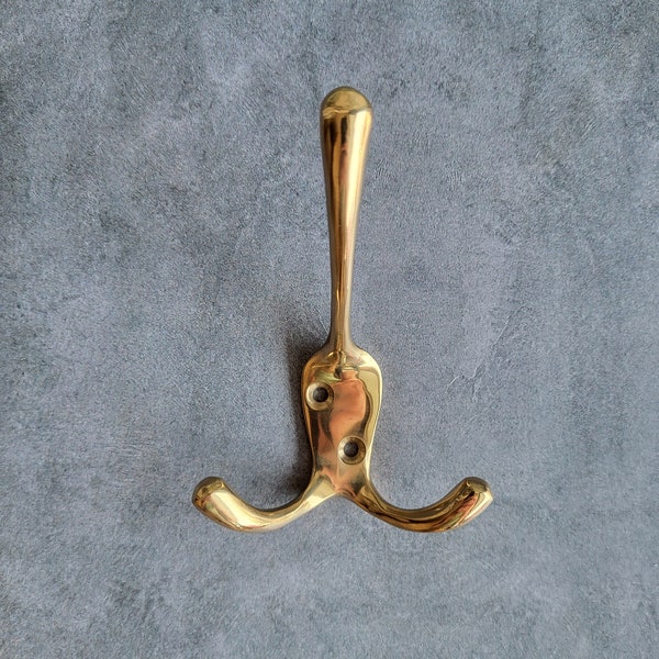 Solid Brass Triple Coat Hook | Jewellery Hanger