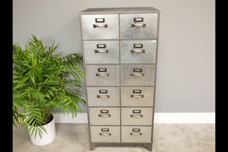 Tall Industrial 12 Drawers Chest of Drawers Etsy