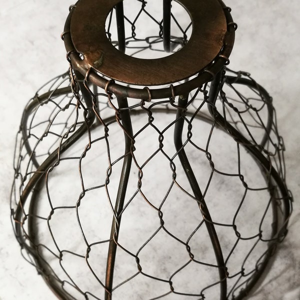 Abat-jour industriel en forme de cage à oiseaux couleur cuivre antique | Abat-jour en fil de poulet Wirework