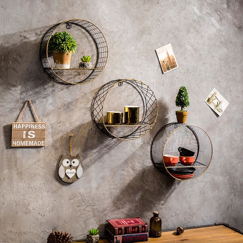 Wire Mesh Wall Mounted Circular Shelving Unit Etsy
