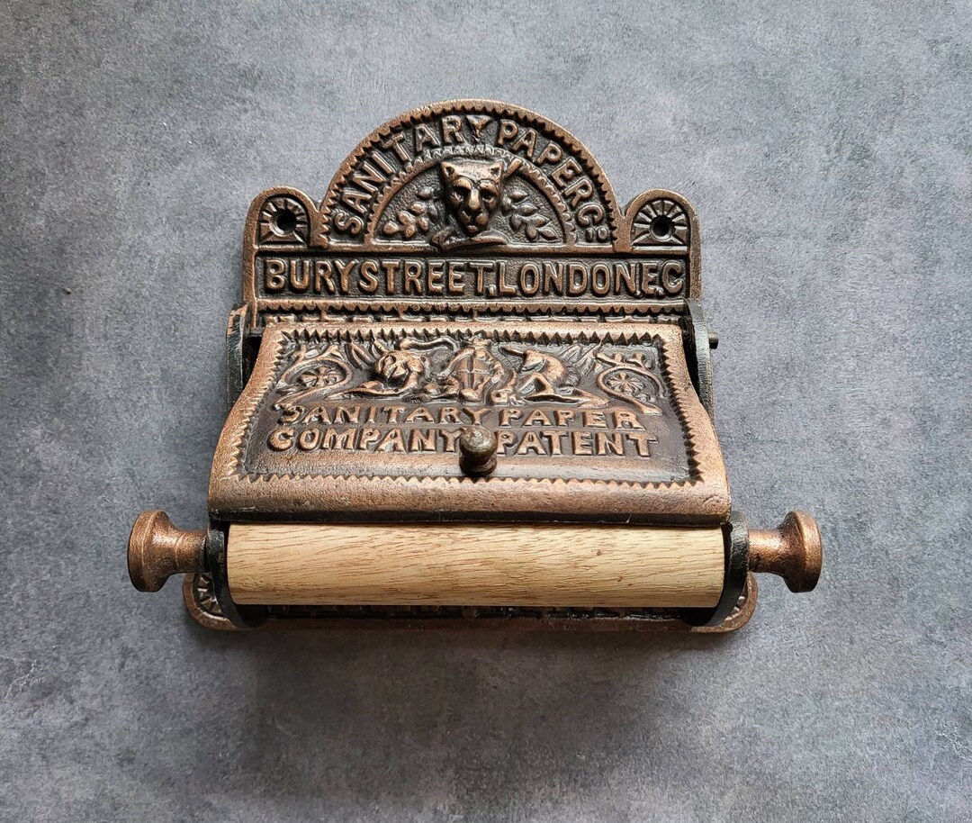 Antique Copper Toilet Roll Holder Bury Street London Design Vintage