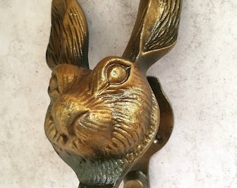 Rabbits Head Door Knocker | Vintage Style Solid Iron Antique Bronze Knocker