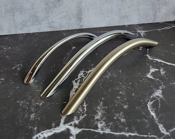 Silver Bow Drawer Handle |  Nickel or Chrome Cupboard Door Arched Bar Handle