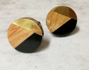 Black and Gold Geometric Door Knob | Modern Cupboard Door Handle, Drawer Pull