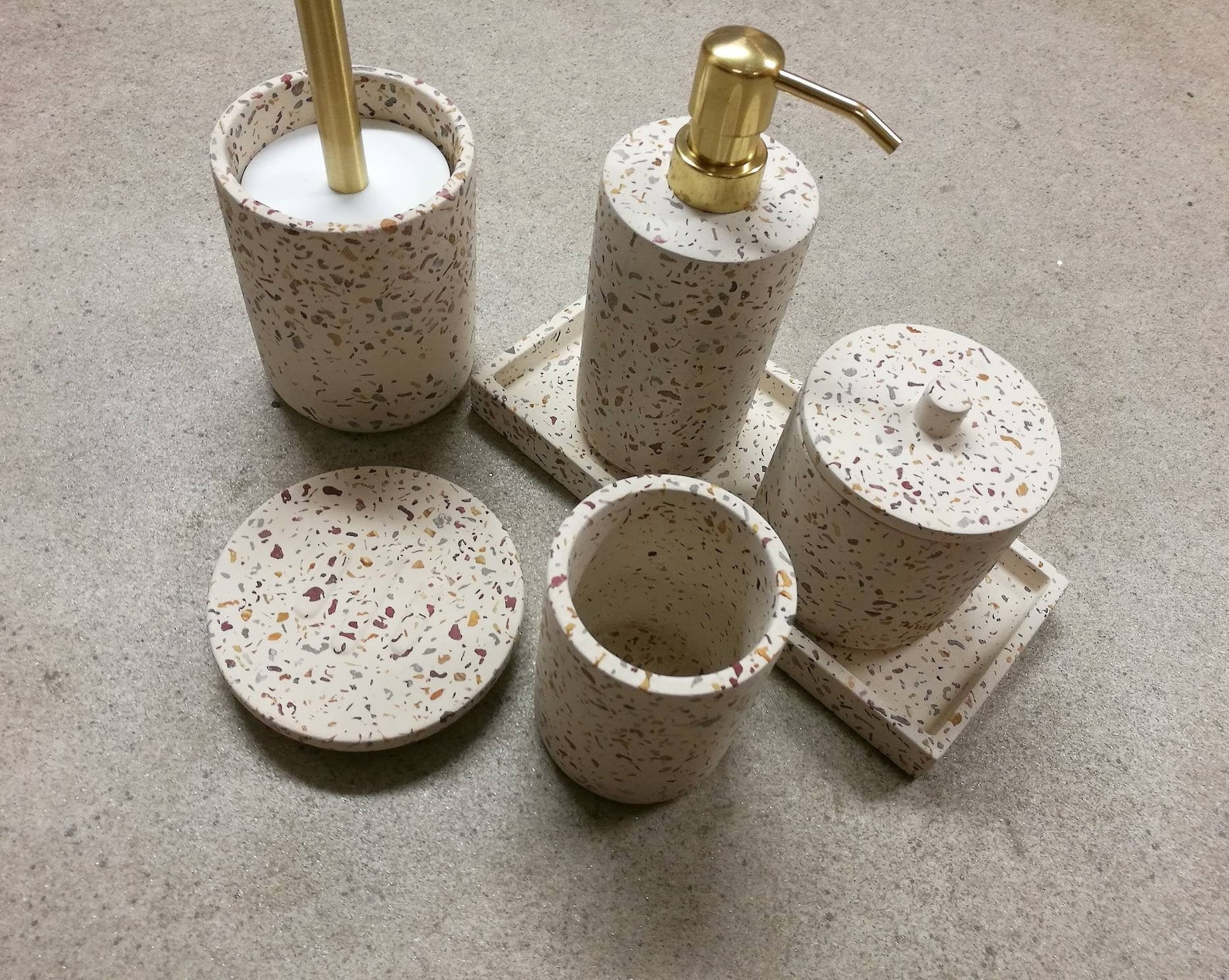 Concrete Terrazzo Bathroom Accessories Colourful Terrazzo Etsy