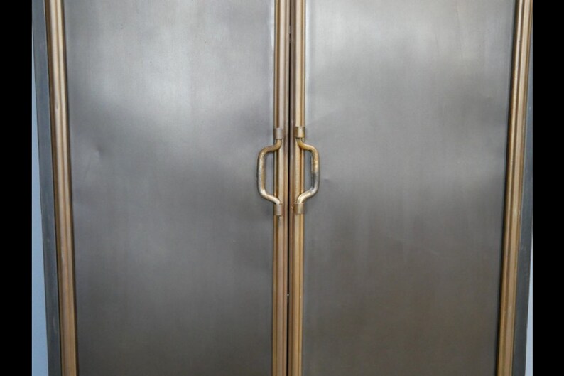 Rustic 3-Shelf Metal Locker-Style Industrial Cabinet ...