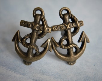 Industrial Iron Anchor Cabinet Knob | Nautical Metal Cupboard Door Handle | Vintage Style Drawer Pull