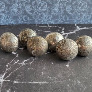 Intricate Patterned Silver Cabinet Knobs | Decorative Chrome Plated Metal Round Cupboard Handles