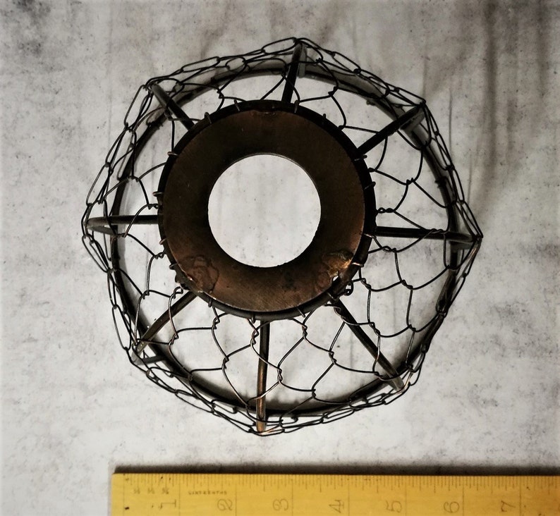 Industrial Antique Copper Coloured Birdcage Lampshade Wirework En Wire Lamp Shade