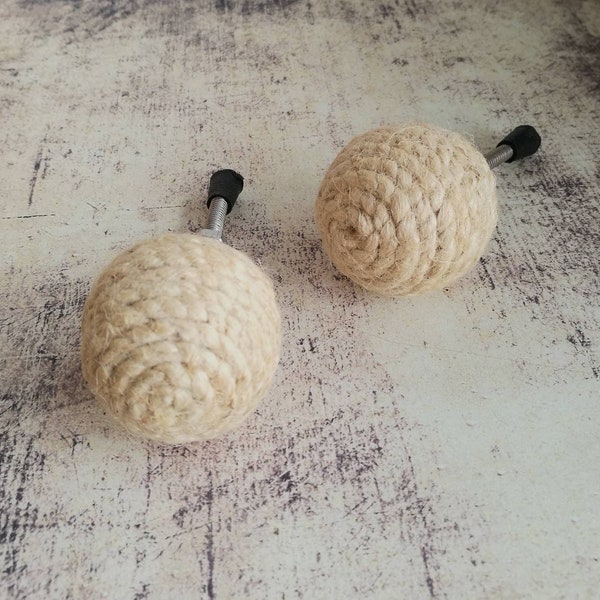 Natural Jute Door Knob | Twisted Knotted Rope Drawer Pull