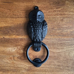 Black Owl Door Knocker | Vintage Style Iron Woodland Bird Knocker