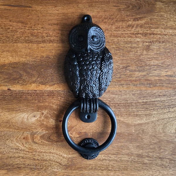 Black Owl Door Knocker | Vintage Style Iron Woodland Bird Knocker