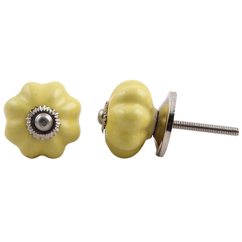Yellow & Grey Classic Ceramic Door Knobs Ornamental Etsy UK