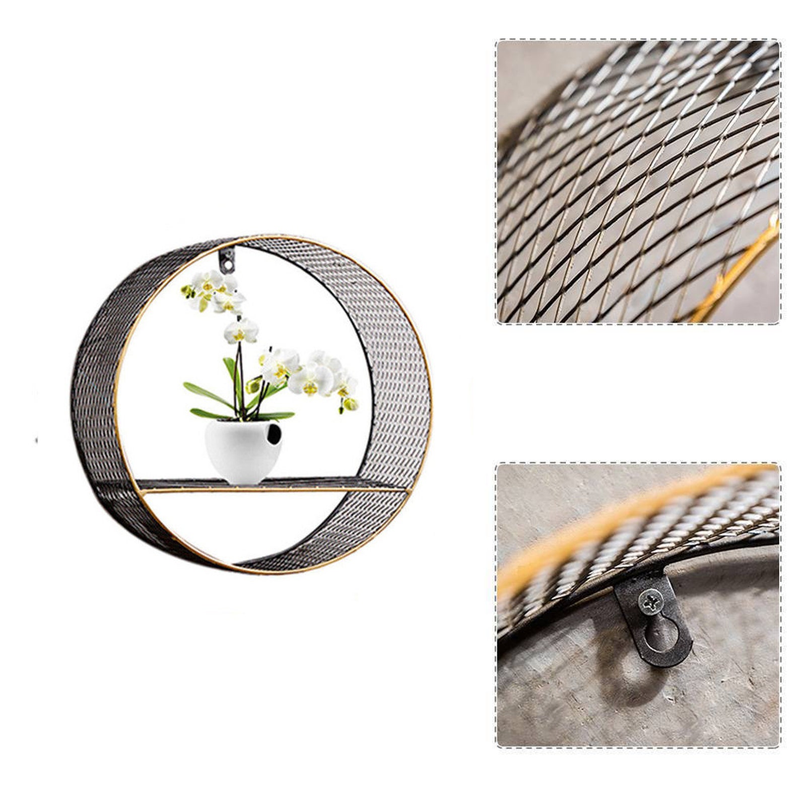 Wire Mesh Wall Mounted Circular Shelving Unit Etsy