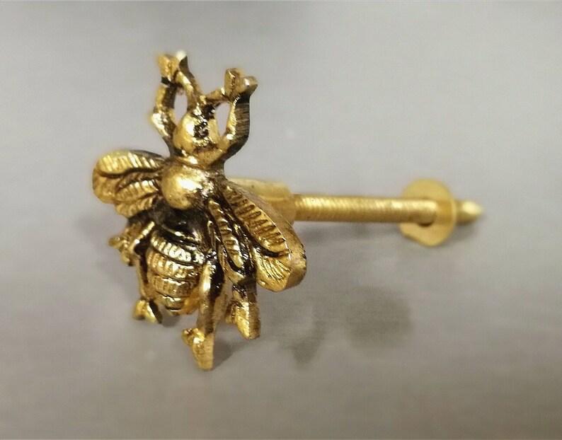 Antique Brass Bee Knob Distressed Bronze Animal Etsy