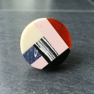 Mondrian Inspired Block Colour Resin & Mango Wood Cupboard Door Knob | Hand Made Cabinet Pull, Handle