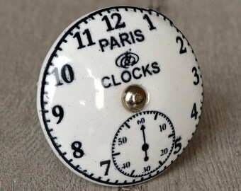 Vintage Style Ceramic Paris Clock Knob, Ornamental Door Handle, Drawer Pull