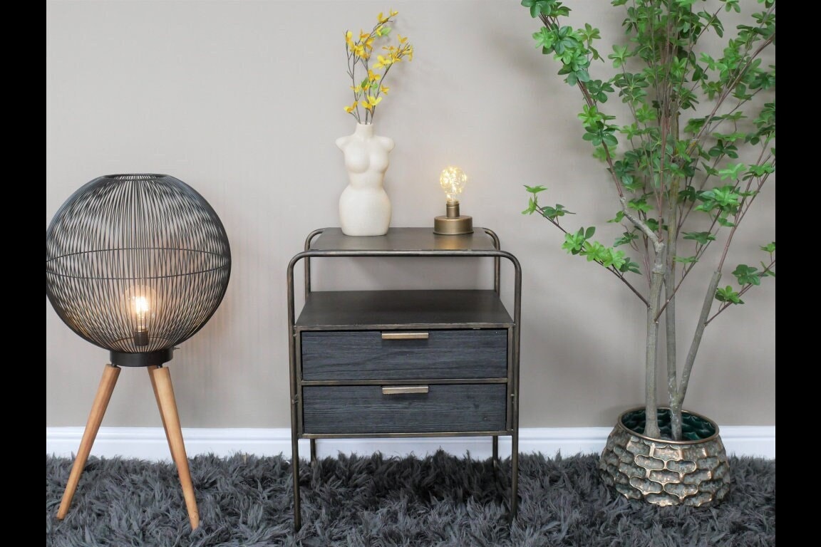 Industrial Steel Bedside Cabinet Bronze Metal Side Table Etsy Canada