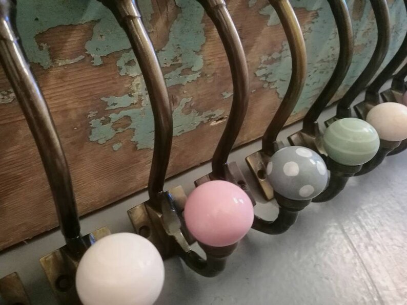 Antique Bronze & Ceramic Knob Coat Hooks Shabby Chic Bronze Etsy UK