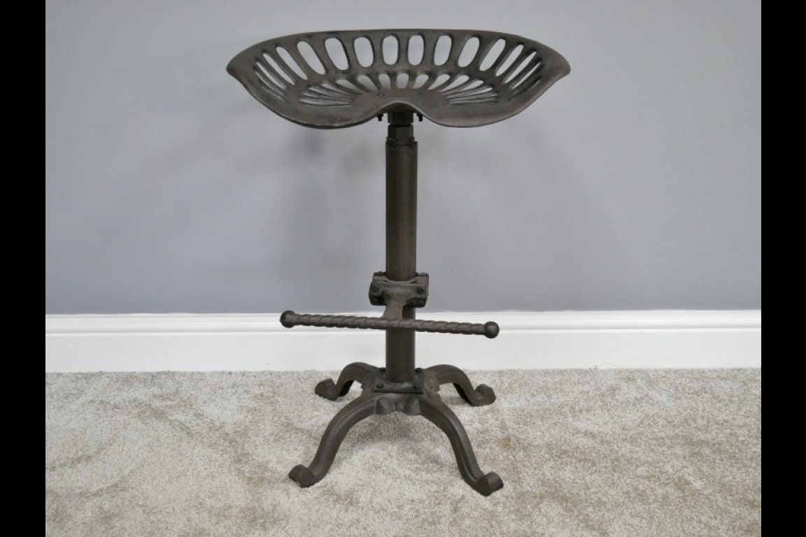 Industrial Style Cast Iron Bar Stool Vintage Design Etsy UK