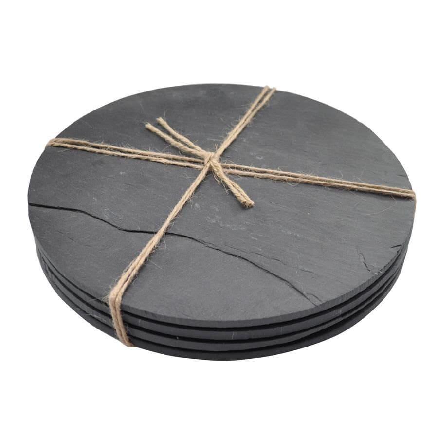 Set of 4 Natural Slate Circular Place Mats Dinner Table Etsy UK