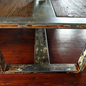 Handmade Reclaimed Wood & Steel Coffee Table Vintage Rustic Industrial Coffee Table image 5