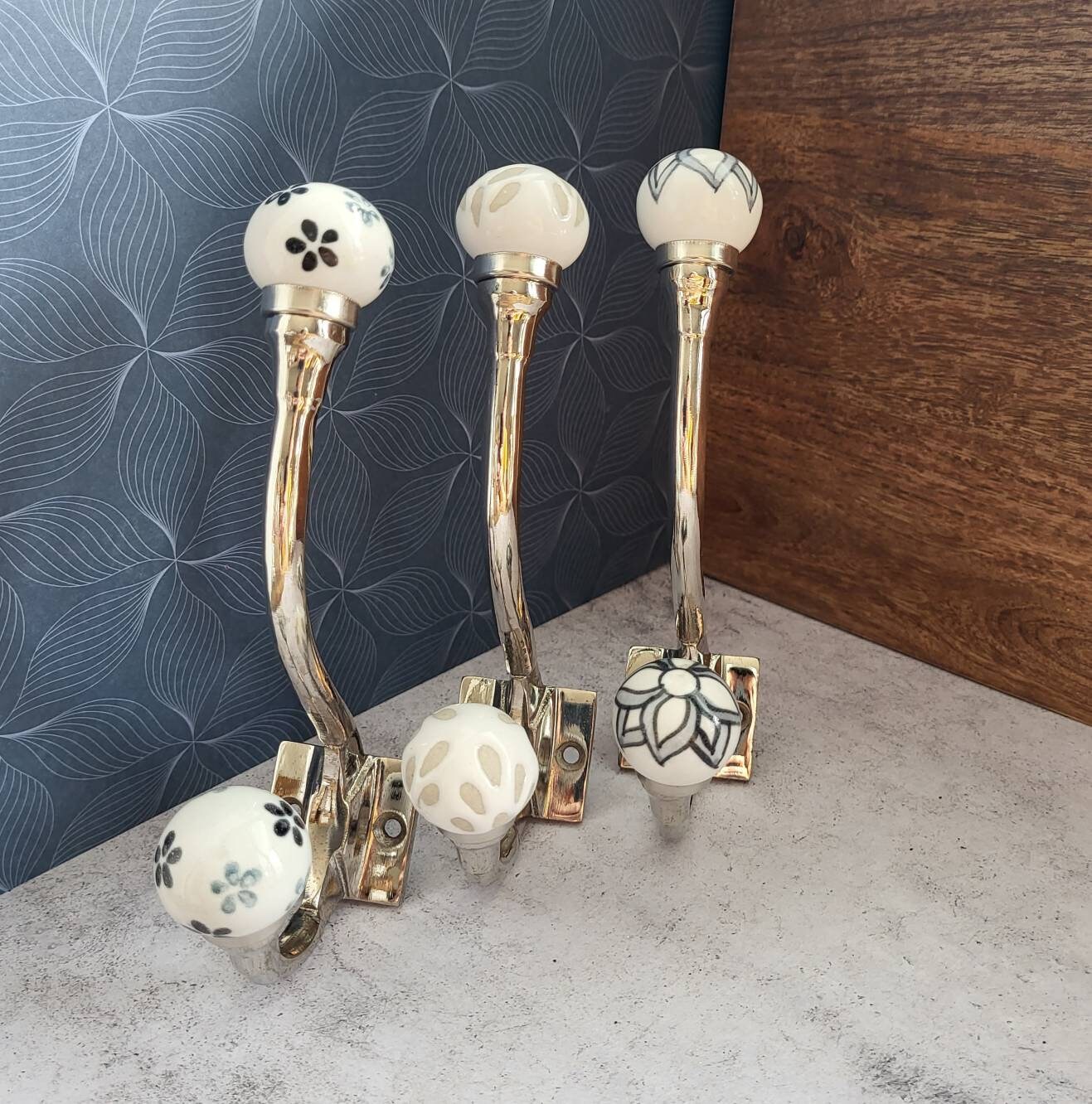 Silver & Ceramic Knob Coat Hooks Chrome Plated Iron Hooks Etsy UK