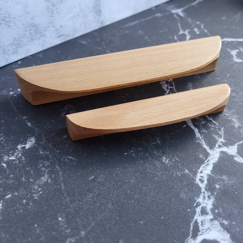 Hand Crafted Beech Drawer Handle Wooden Cabinet Pull, Handle image 2