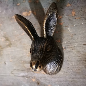 Antique Bronze Rabbits Head Iron Cabinet Knob | Hand Made Metal Cupboard Door Handle Drawer Pull