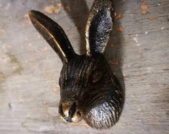 Antique Bronze Rabbits Head Iron Cabinet Knob | Hand Made Metal Cupboard Door Handle Drawer Pull
