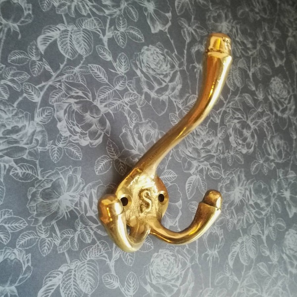 Brushed Brass Coat Hooks Etsy UK