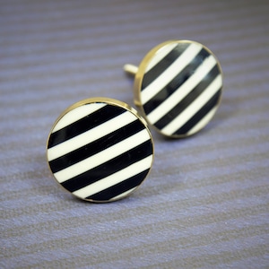 Black & White Striped Golden Brass Door Handle | Brass, Resin Cupboard Door Knob, Drawer Pull