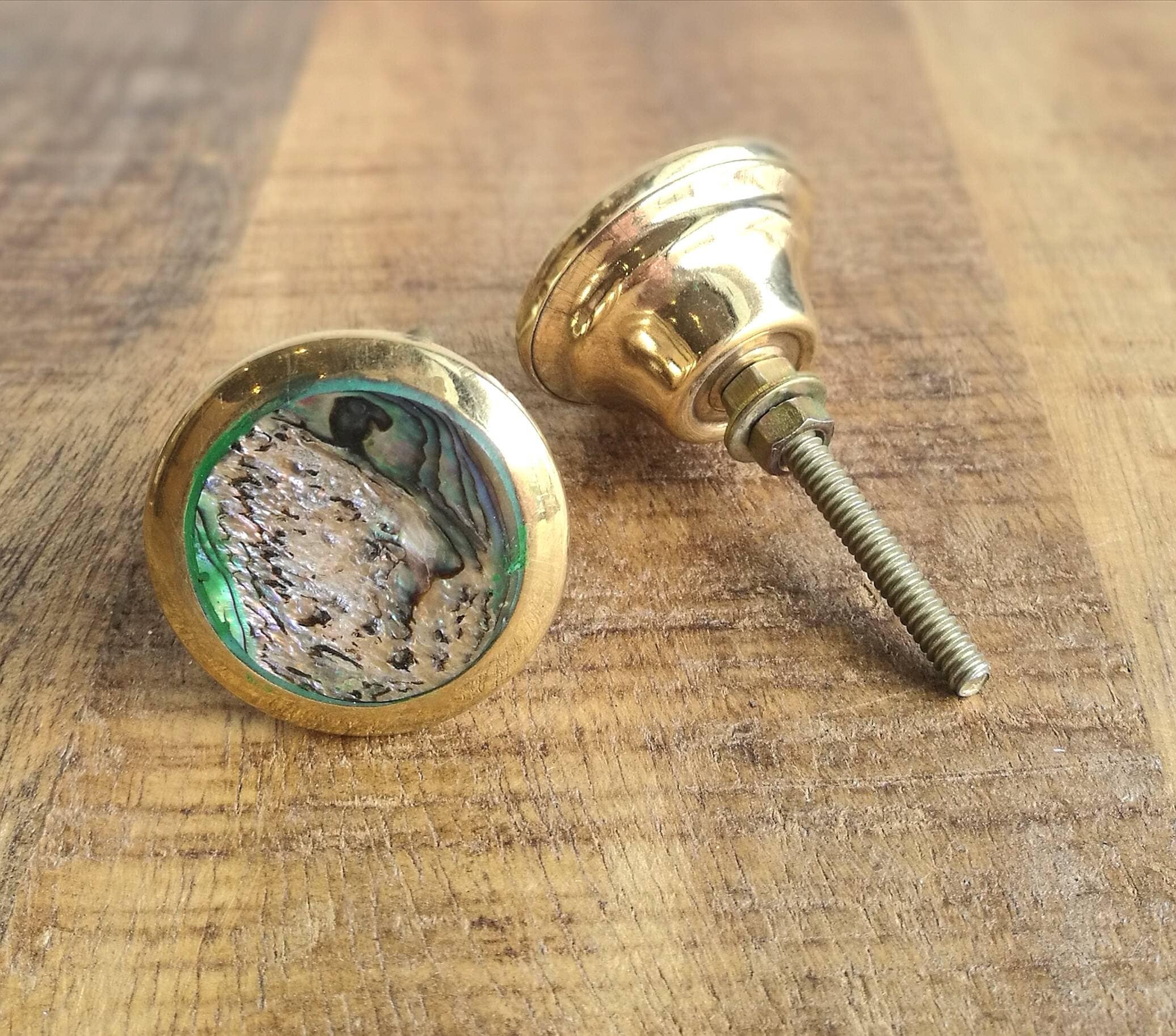 Marbled Mother of Pearl Brass Pull Golden Brass Etsy UK