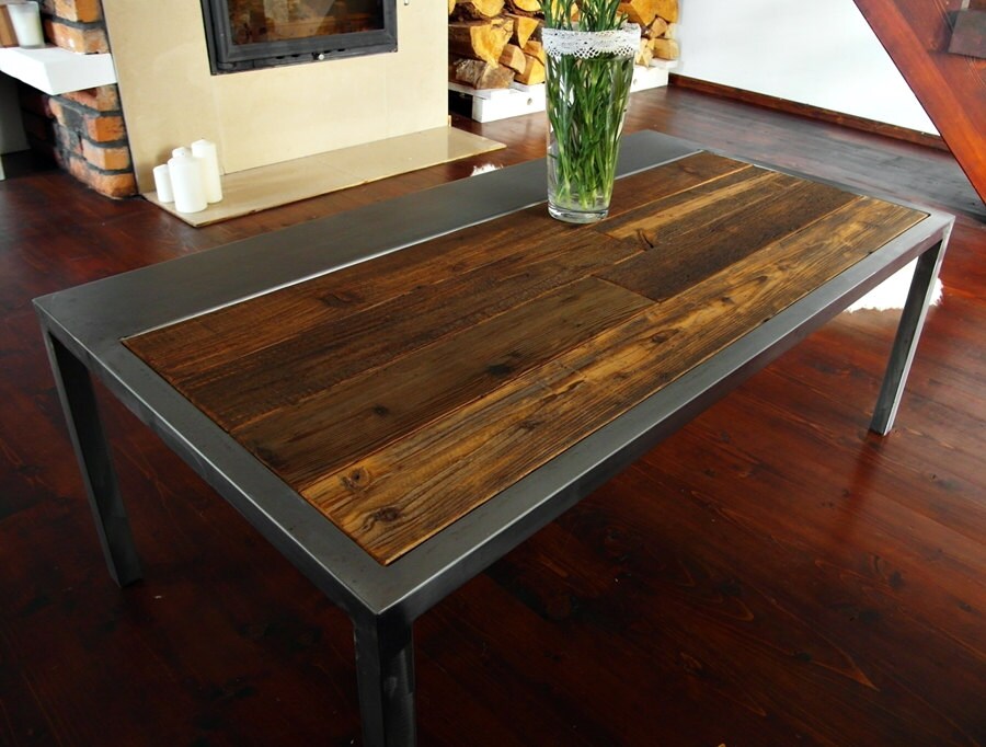 Handmade Rustic Reclaimed Wood & Steel Coffee Table Vintage Etsy UK