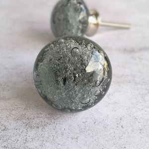 Glass Bubble Cabinet Knob | Hand Blown Grey Glass Cupboard Door Handle | Smokey Grey Drawer Pull