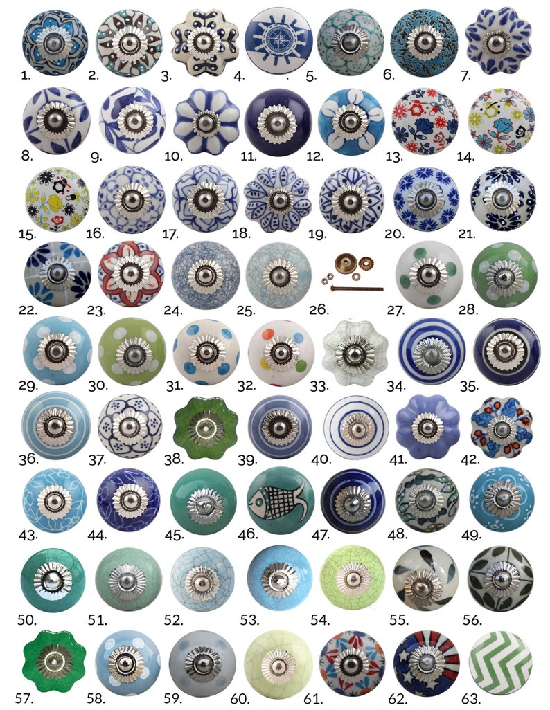 Blue Green Ceramic Knobs Furniture Door Knobs Etsy UK