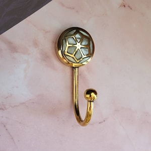 Intricate Mother of Pearl Brass Hook | Decorative Star Brass Hook