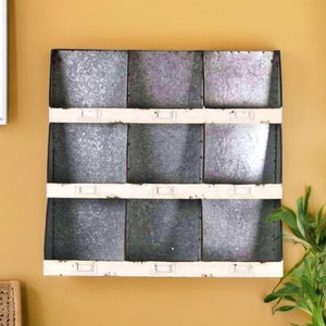 Industrial Galvanised Steel Storage Unit | Distressed Metal Wall Storage Display Box Shelving