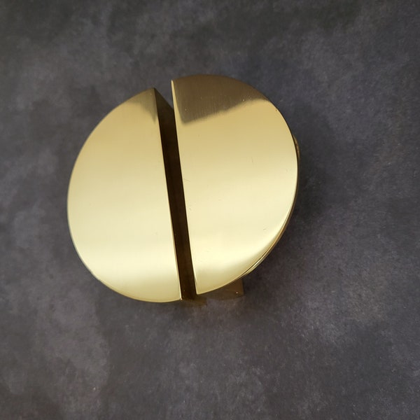 Solid Brass Half Moon Cupboard Door Handle | Polished Brass Semi Circle Drawer Pull