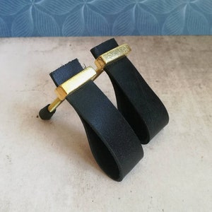 Black Leather & Brass Drawer Pull | Natural Leather Loop Pull Handle