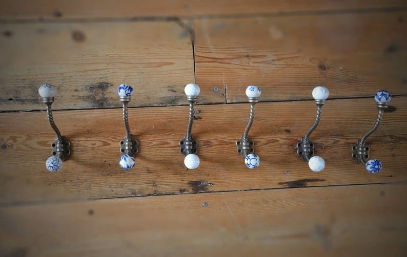 Shabby Chic Ceramic Knob Metal Coat Hooks With Various Etsy UK
