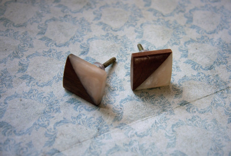 Geometric Design Square Cabinet Door Knob Contemporary Wood Silicone Cupboard Handle Drawer Pull